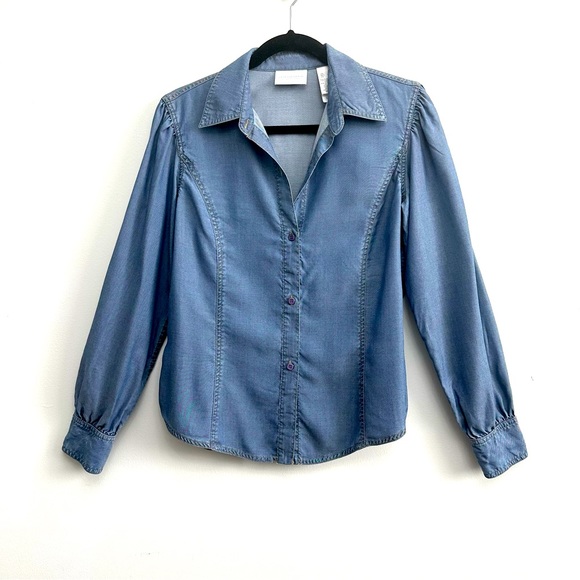 Liz Claiborne Tops - Liz Claiborne Button Down Denim Chambray Long-Sleeve Shirt